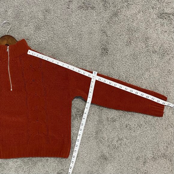 Hooked Up Sweater Womens Size M Half Zip Cable Knit Pumpkin Mock Neck NWOT* - Picture 4 of 9